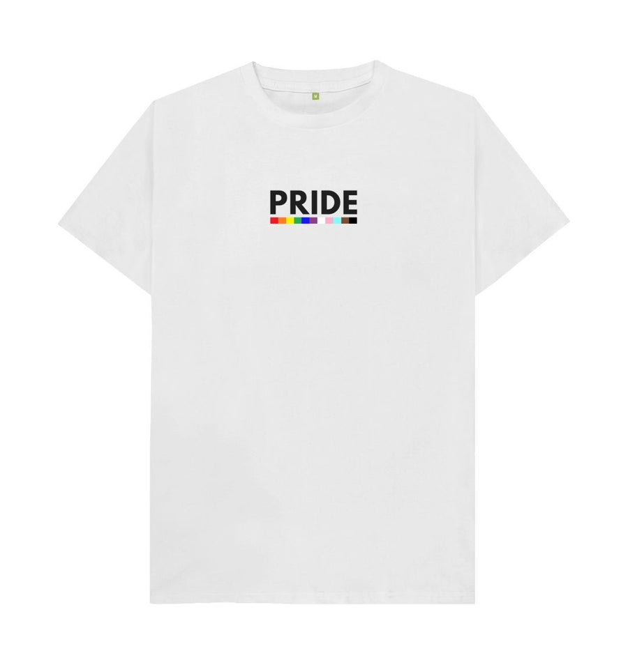 White LGBTQ+ PRIDE T-Shirt (White or Pink) | Gender Neutral | Organic Cotton | Produced with Renewable Energy