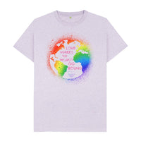 Purple Love Makes the World Go Round - Rainbow Earth  | Organic, Recycled  T-Shirt | Gender Neutral