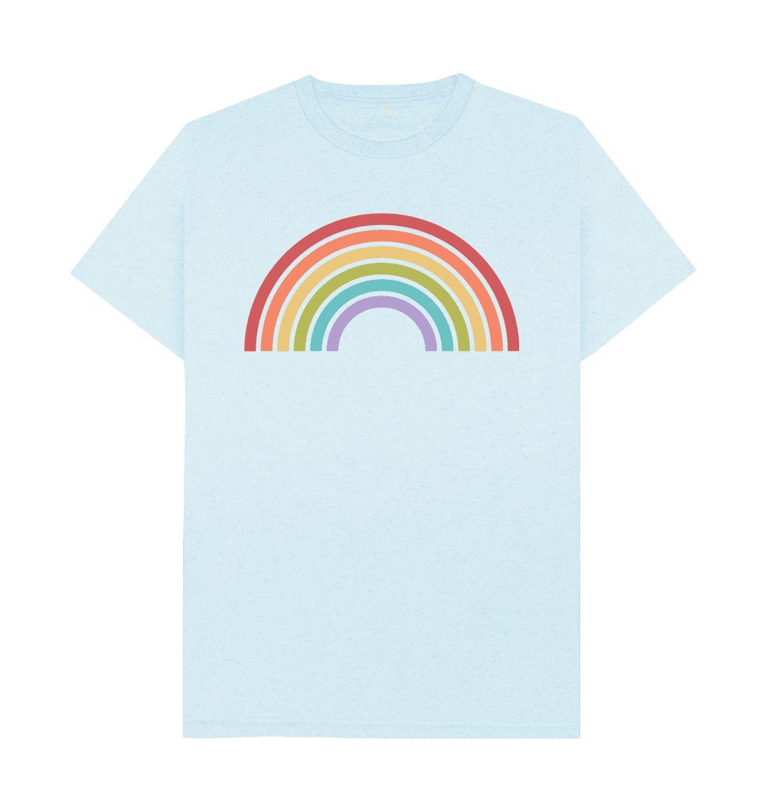 Light Blue Recycled Rainbow | Organic, Recycled  T-Shirt | Gender Neutral